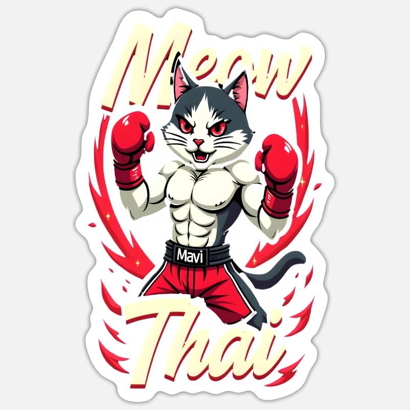Drôle Muay Thai Boxe Muay Thai - Sticker taille S (10 x 10 cm) - blanc mat