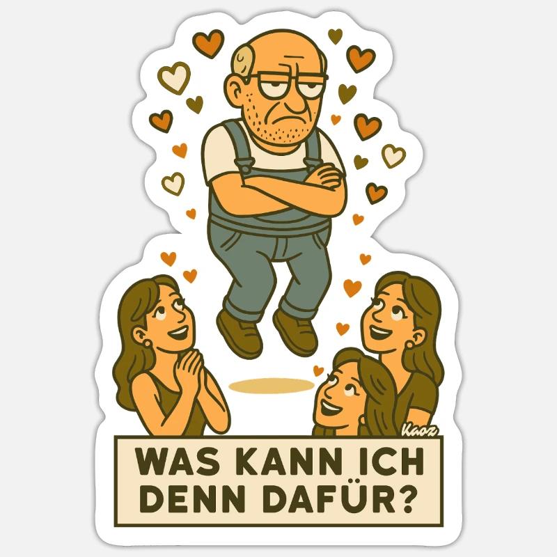 Grantiger Mann wird verehrt schwebt mit Herzchen Sticker Größe S (10 x 10 cm)