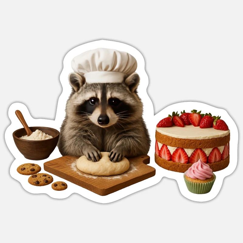 Cuisson au raton laveur - Sticker taille S (10 x 10 cm) - blanc mat