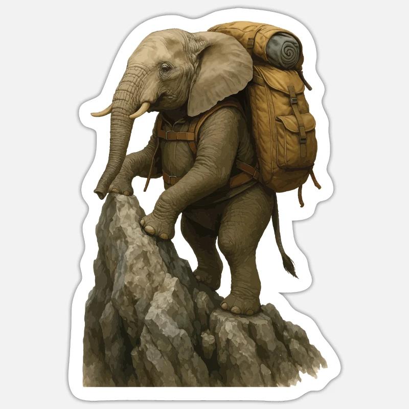 Randonnée à dos d’éléphant - Sticker taille S (10 x 10 cm) - blanc mat