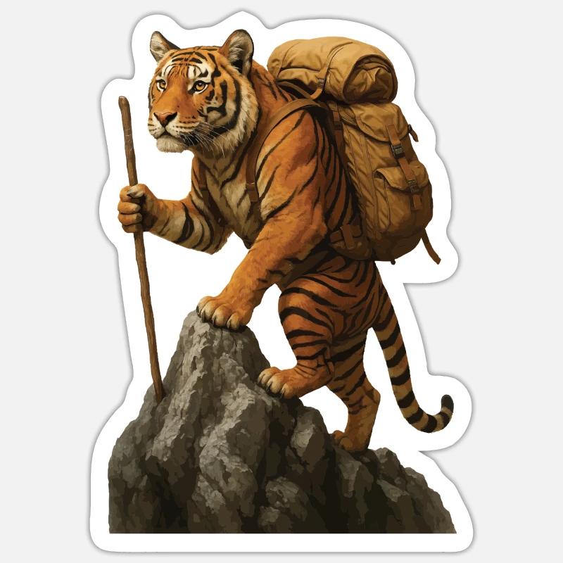 Randonnée Tigre - Sticker taille S (10 x 10 cm) - blanc mat
