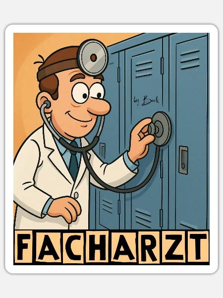 Facharzt by Rico Beck - Sticker Größe S (10 x 10 cm) - Mattweiß