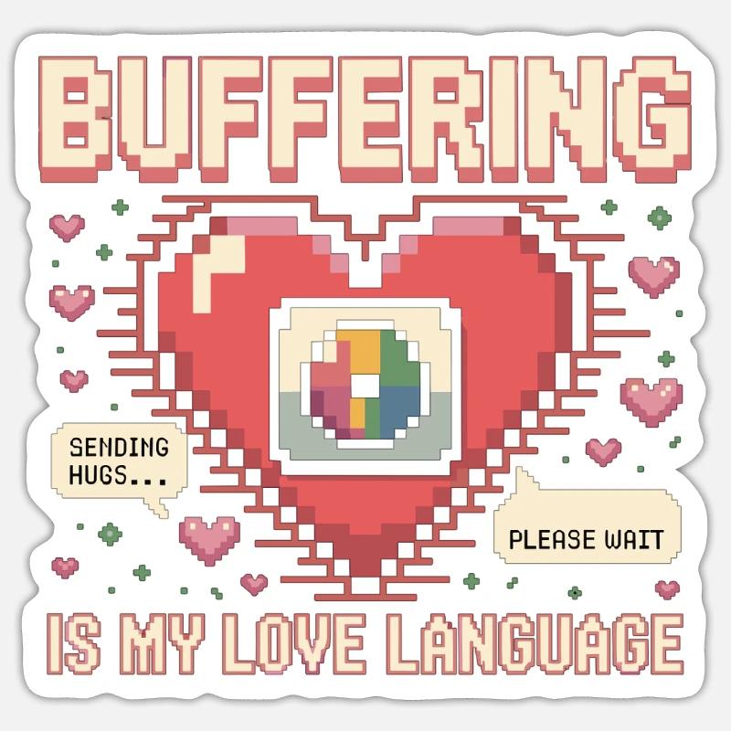 Love Needs Loading Time – Nerd Pixel Heart Shirt Sticker size S (10 x 10 cm)