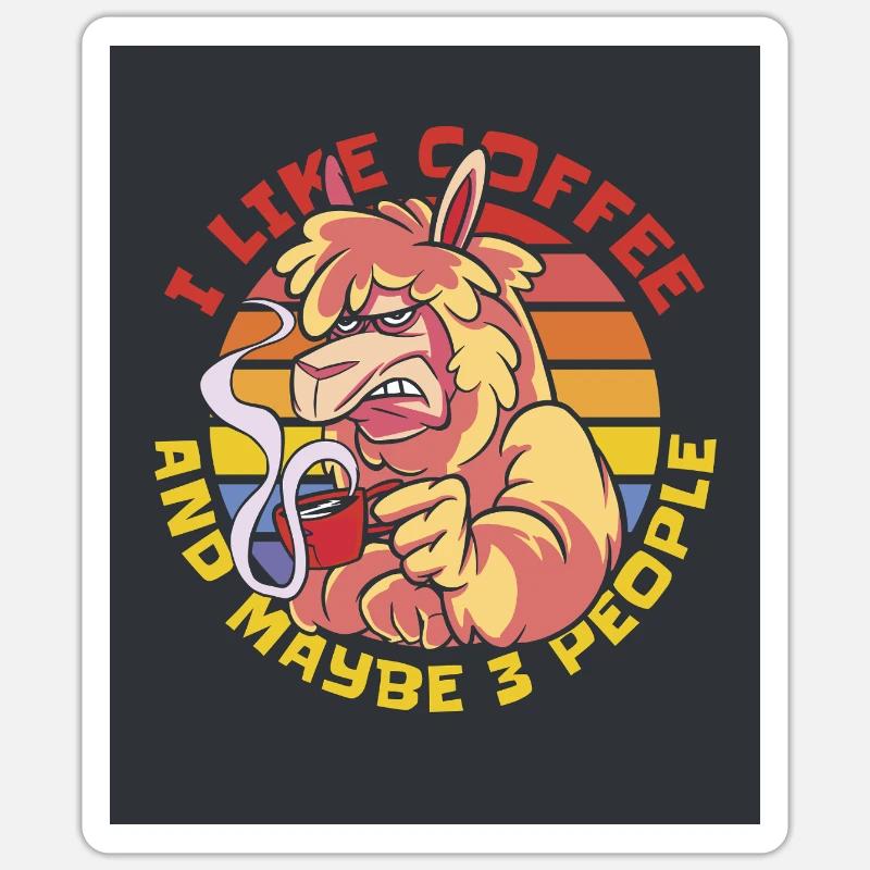 16992 GrumpyAlpakaTshirt PR - Sticker Größe S (10 x 10 cm) - Mattweiß