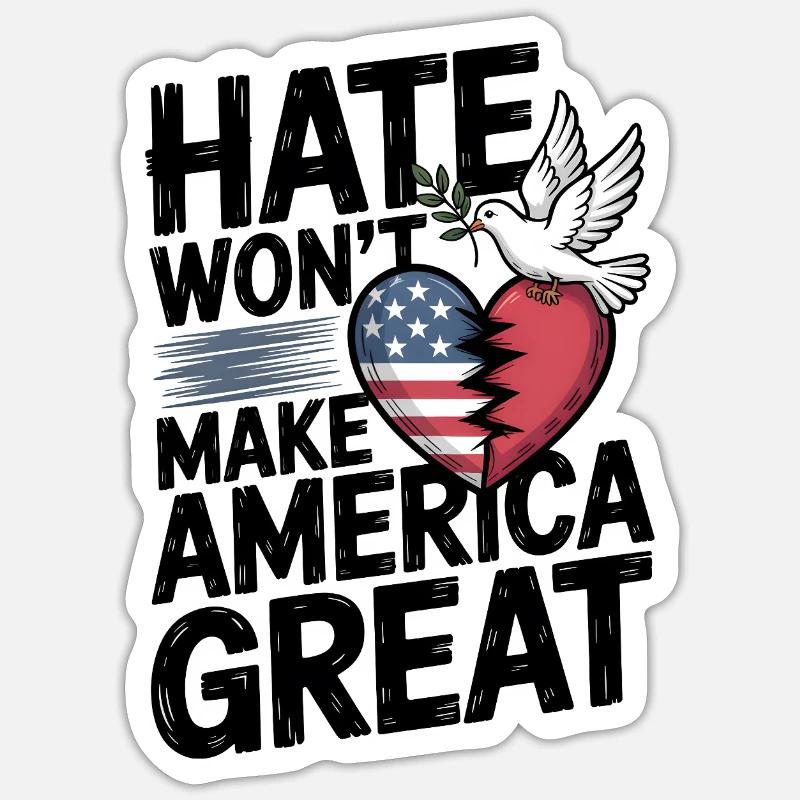 Hass wird Amerika nicht groß machen Sticker Größe S (10 x 10 cm)