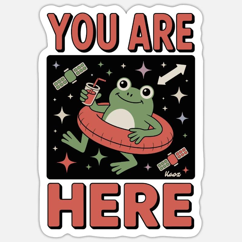 Grenouille dans l’espace avec anneau de natation et mug Sticker taille S (10 x 10 cm)