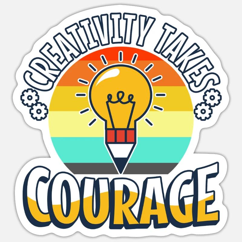 Creativity Takes Courage - Sticker Größe S (10 x 10 cm) - Mattweiß