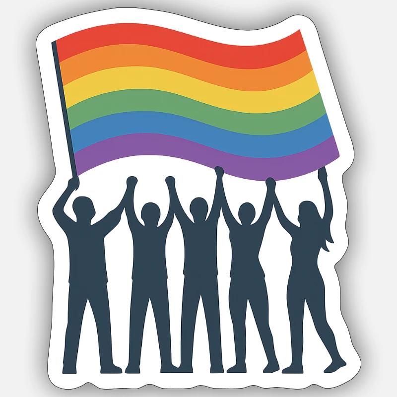 #PrideTogether #LGBTQUnity #RegenbogenFlagge #Quee - Sticker taille S (10 x 10 cm) - blanc mat