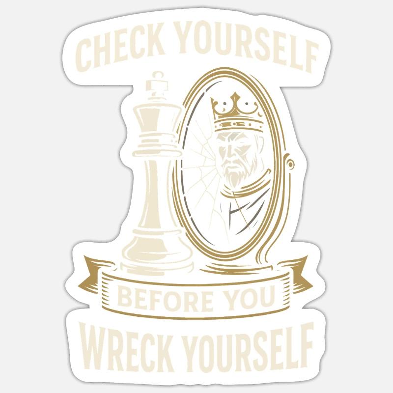 chess player board check yourself, Sticker size S (10 x 10 cm)
