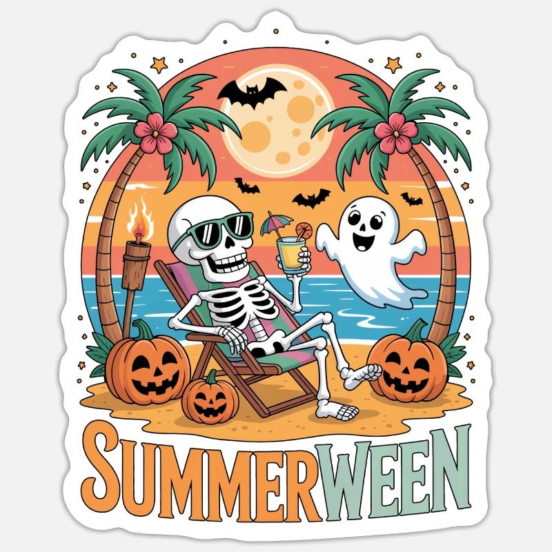 Summerween Halloween Abenteuer - Sticker Größe S (10 x 10 cm) - Mattweiß