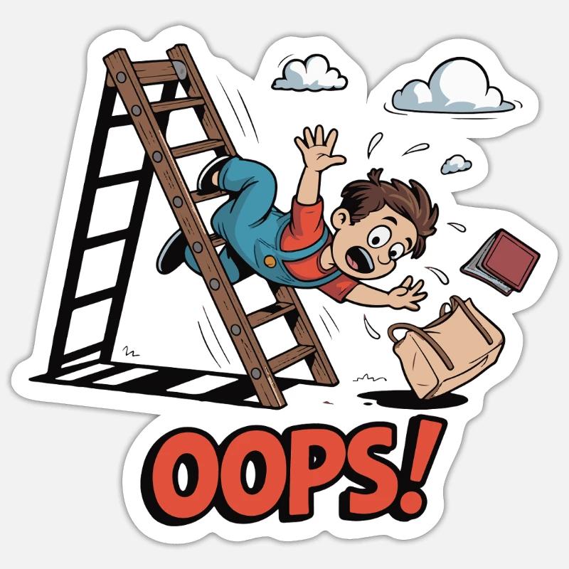 DOWN STAIRS, OOPS Sticker size S (10 x 10 cm)