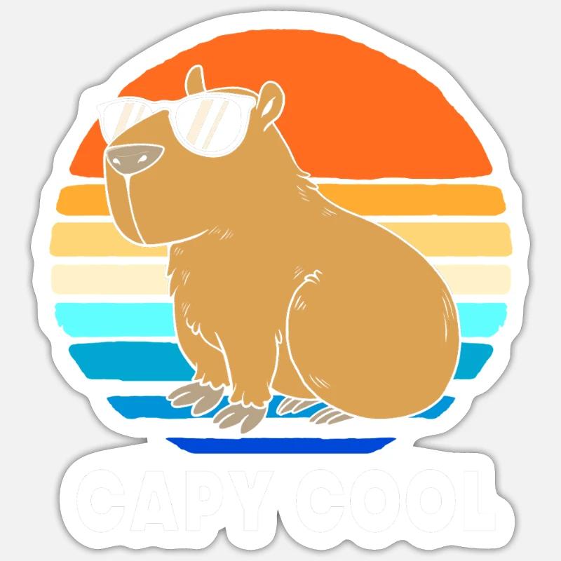 Capybara Capibara - Sticker taille S (10 x 10 cm) - blanc mat