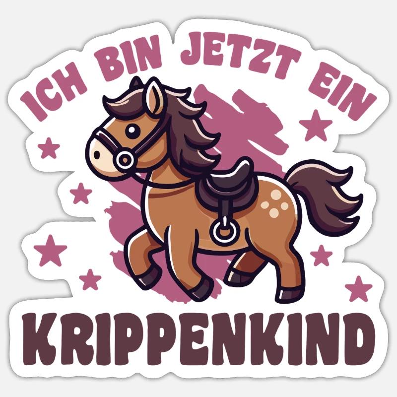 ich bin ein Krippenkind Kinderkrippe Pferd Sticker Größe S (10 x 10 cm)