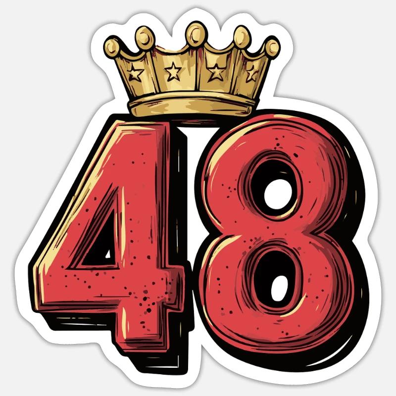 48 Zahl Krone - Sticker Größe S (10 x 10 cm) - Mattweiß