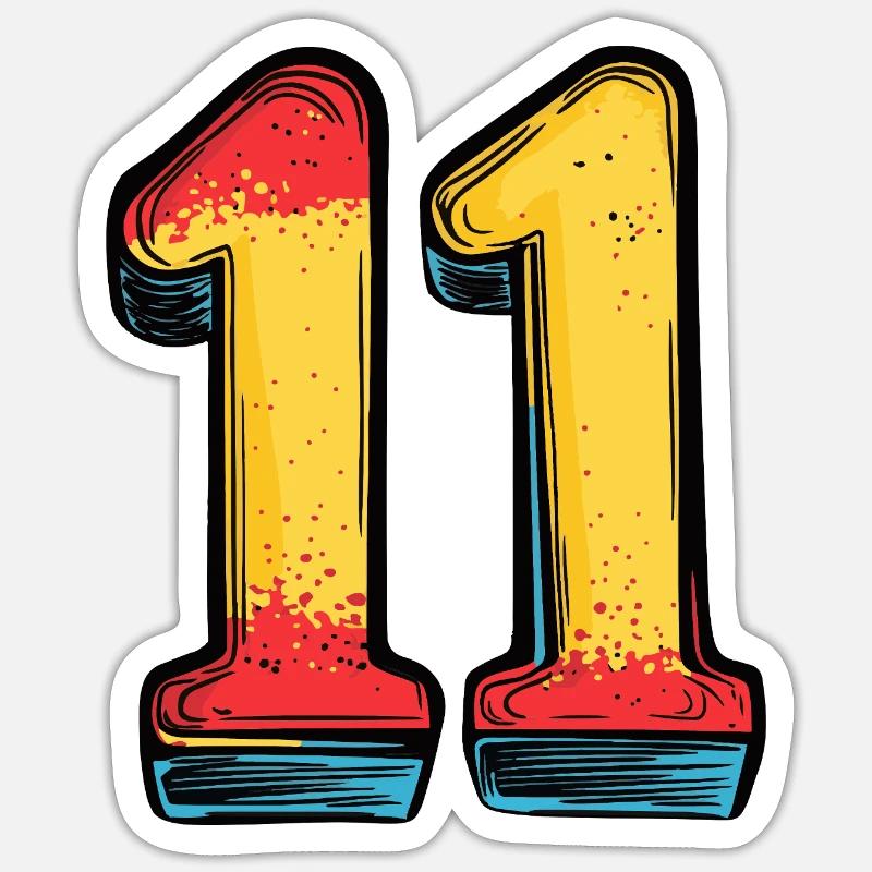 11 Number Comic - Sticker size S (10 x 10 cm) - white matte