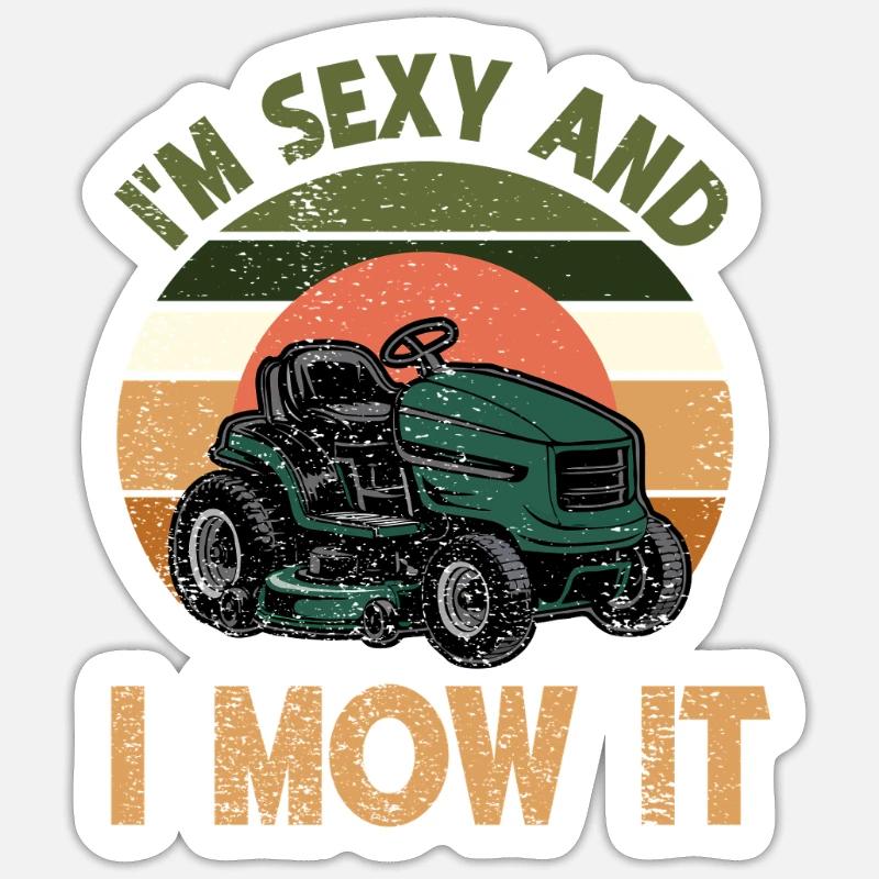 Funny mower tractor design - Sticker size S (10 x 10 cm) - white matte