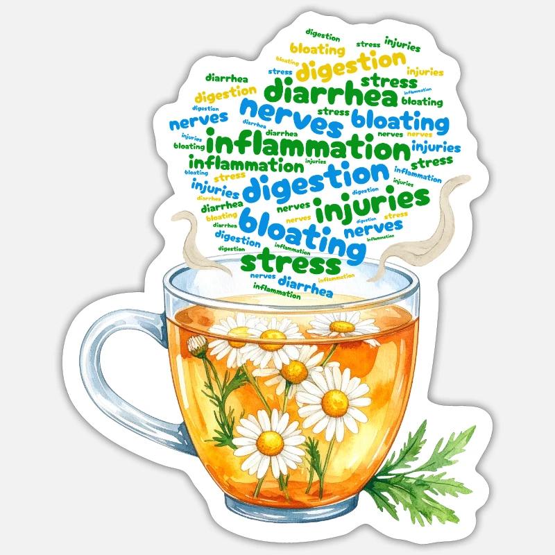 Chamomile tea for stress - Sticker size S (10 x 10 cm) - white matte