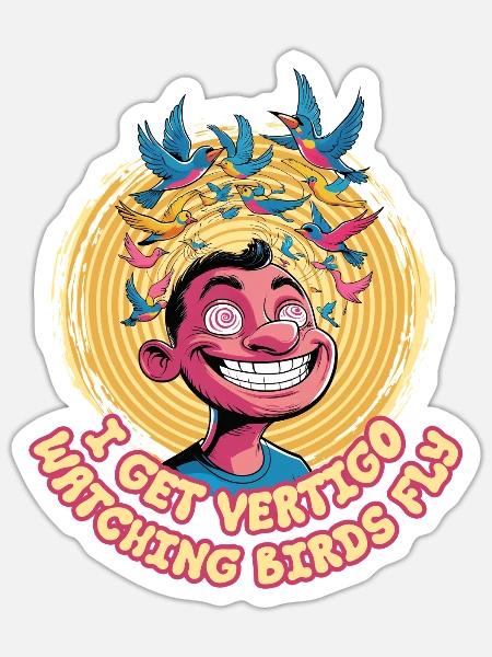 Akrophobie Höhenangst Schwindel - Sticker Größe S (10 x 10 cm) - Mattweiß