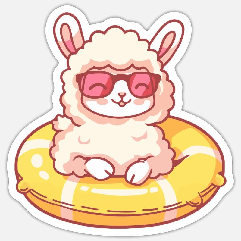 Alpaca Llama Comic Cool - Sticker size S (10 x 10 cm) - white matte