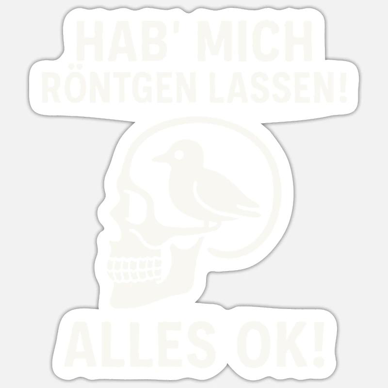 Image radiographique avec un oiseau dans la tête - Sticker taille S (10 x 10 cm) - blanc mat