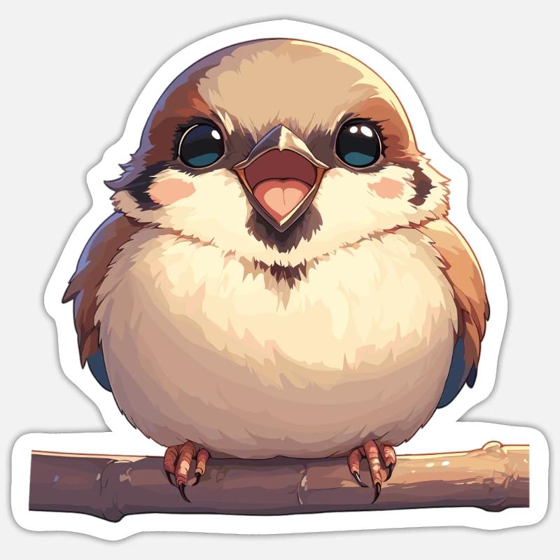 Moineaux Moineau - Sticker taille S (10 x 10 cm) - blanc mat