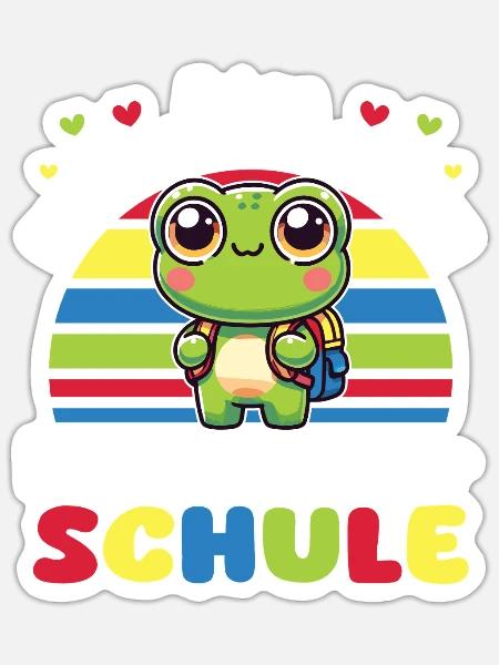 Endlich Schulkind 2025 süßes Einhorn zur - Sticker Größe S (10 x 10 cm) - Mattweiß