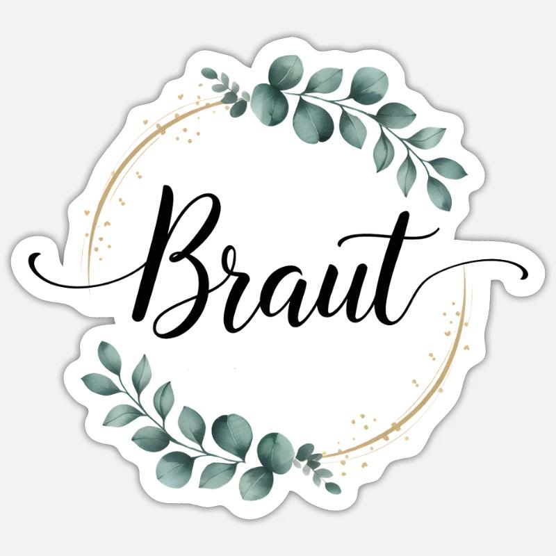 Couronne de fleurs de mariée Eucalyptus Enterrement de vie de garçon Mariage - Sticker taille S (10 x 10 cm) - blanc mat