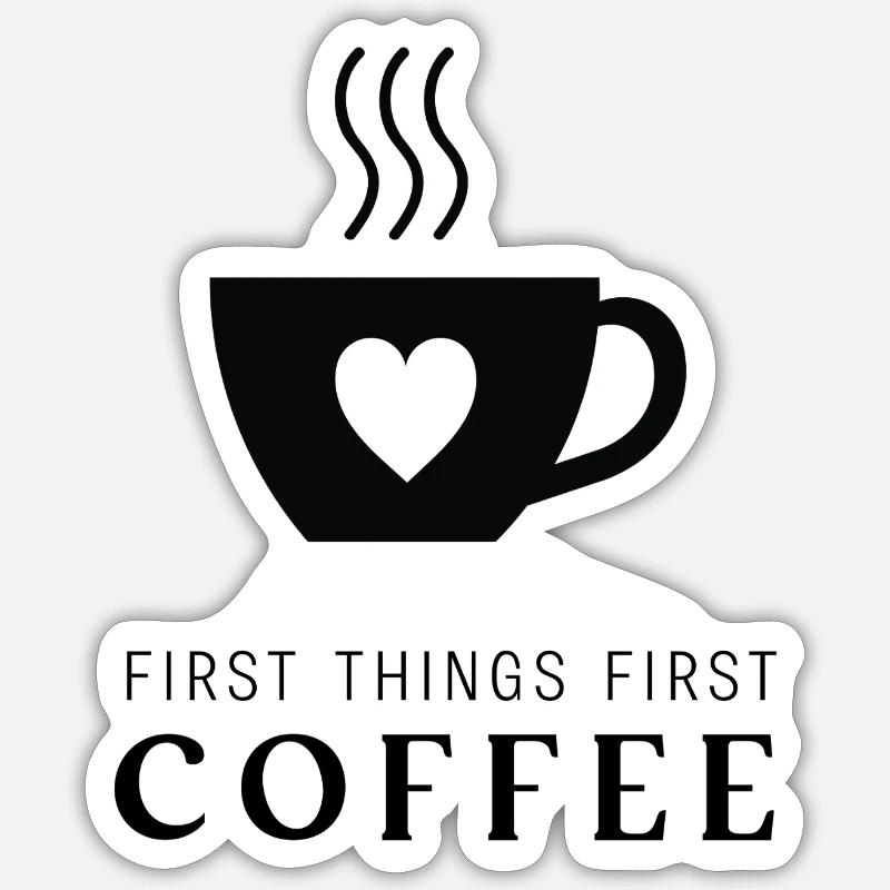 Café - Sticker taille S (10 x 10 cm) - blanc mat