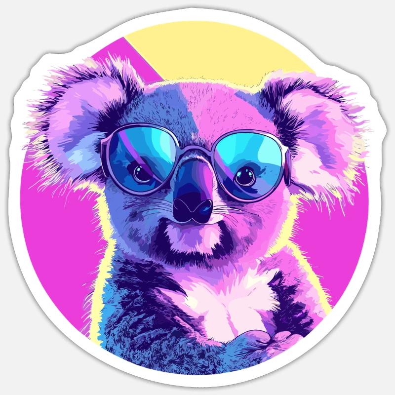 Lunettes de soleil Koala - Sticker taille S (10 x 10 cm) - blanc mat