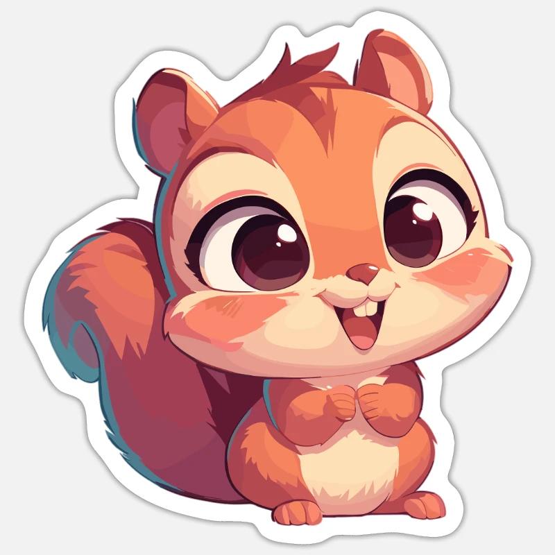 Eichhörnchen - Sticker Größe S (10 x 10 cm) - Mattweiß