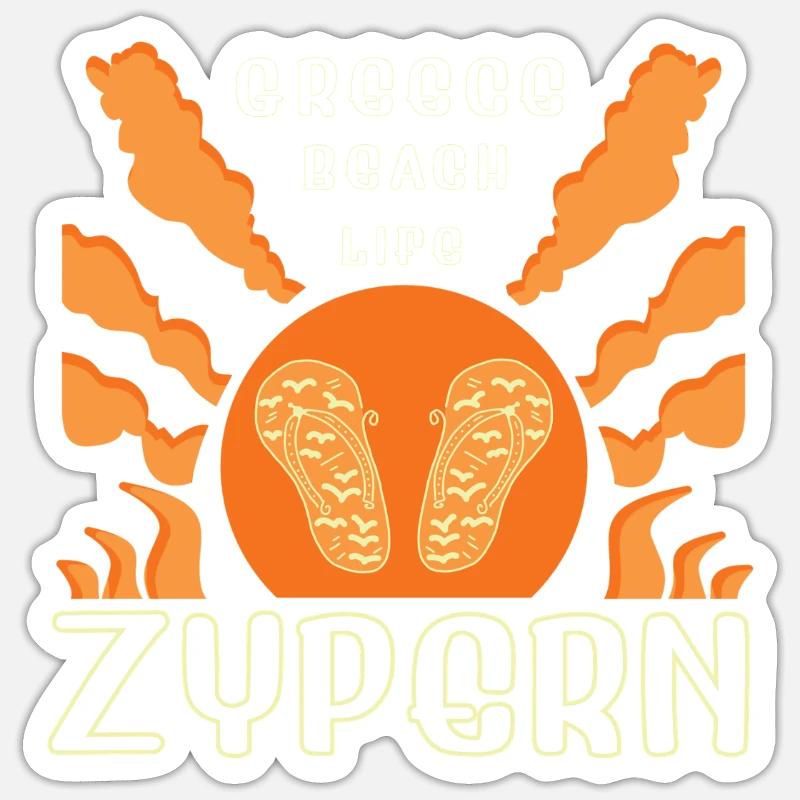 Cyprus Beach Grèce - Sticker taille S (10 x 10 cm) - blanc mat