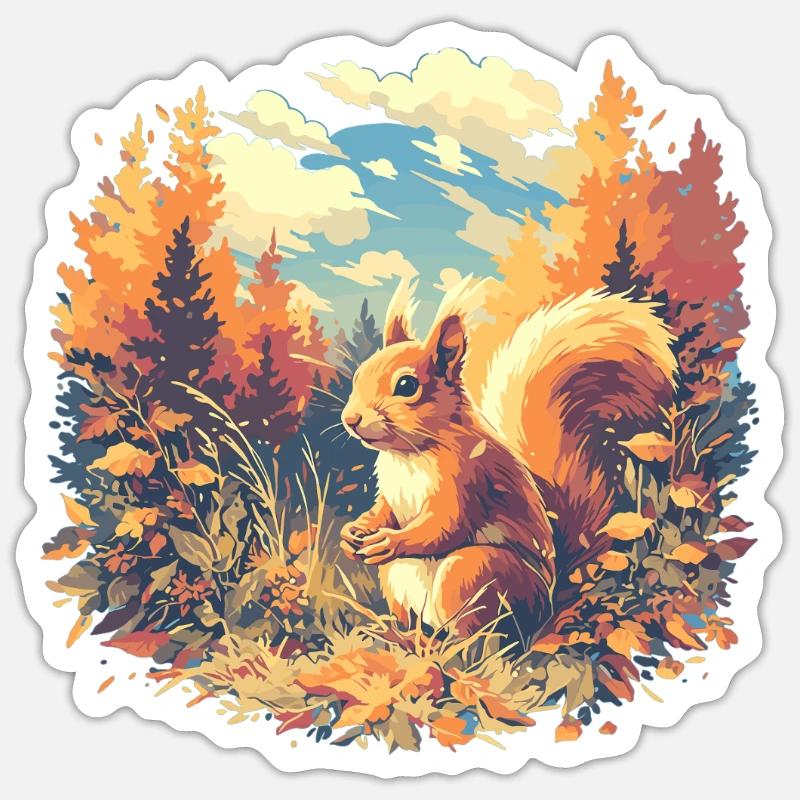 Eichhörnchen - Sticker Größe S (10 x 10 cm) - Mattweiß