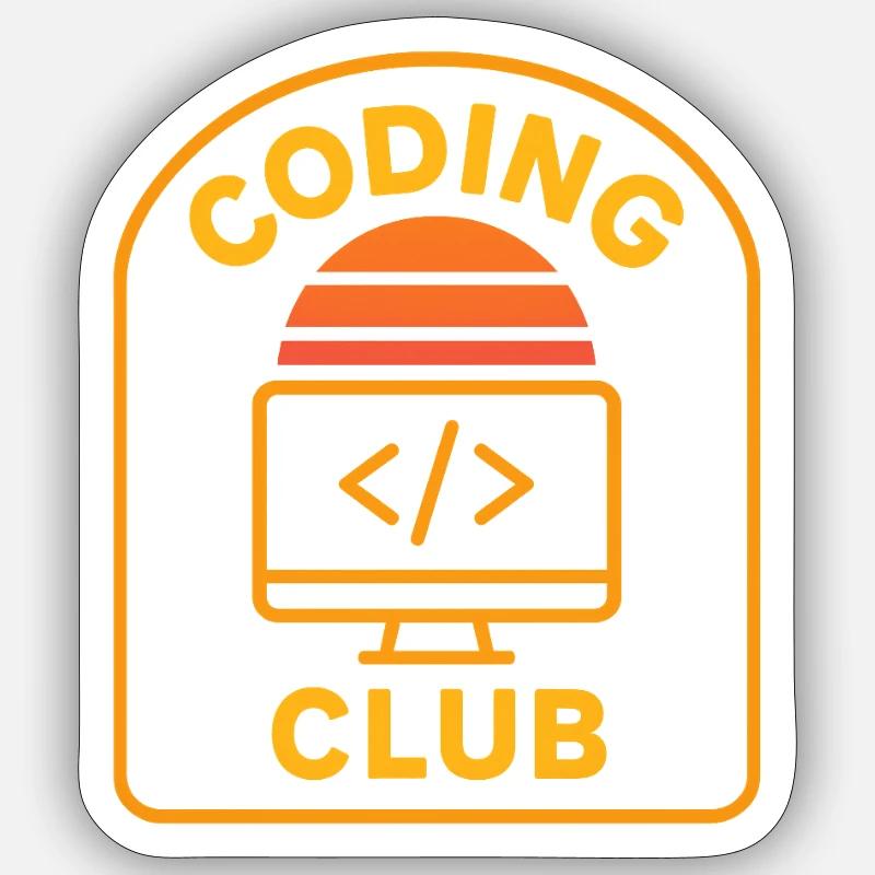 Coding Club Retro Sunrise Design - Sticker size S (10 x 10 cm) - white matte