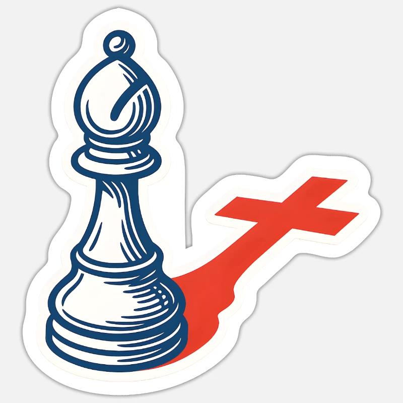 Chess Player Funny Bishop Shadow Design Sticker size S (10 x 10 cm)
