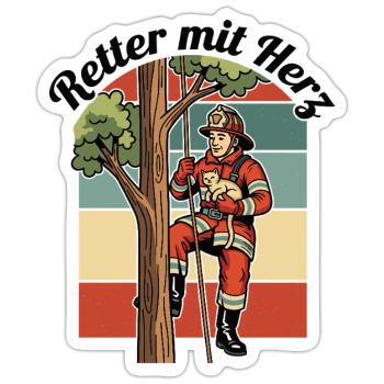 Retter mit Herz - Sticker Größe S (10 x 10 cm) - Mattweiß - Vorne