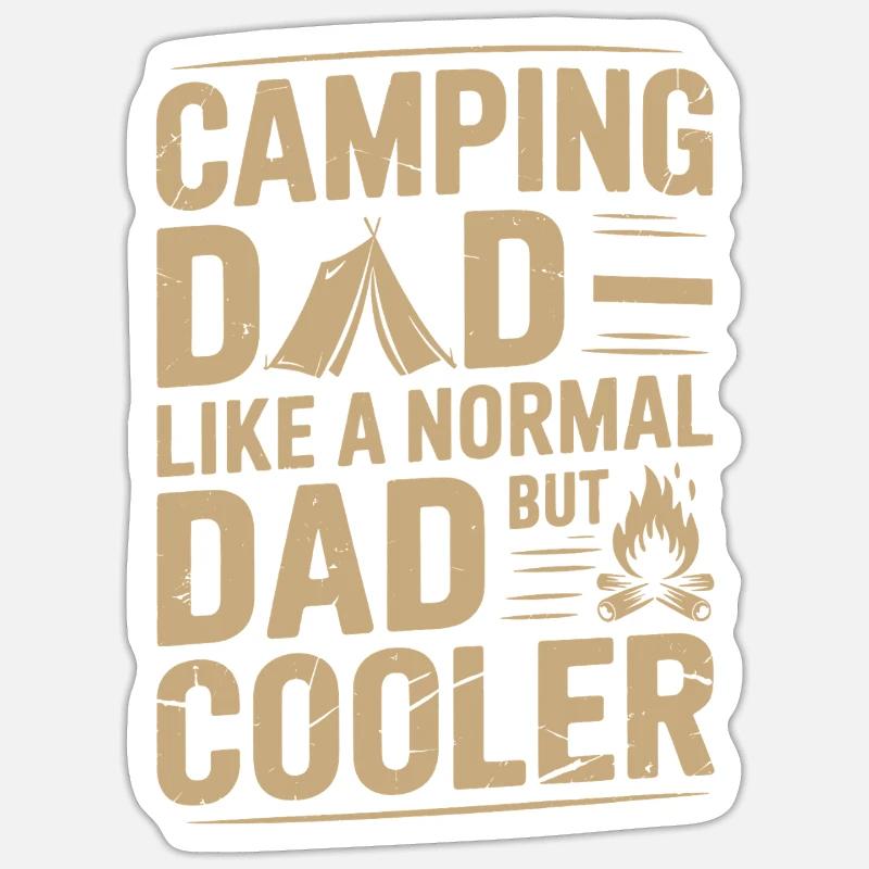 Papa Camping Décontracté et Élégant - Sticker taille S (10 x 10 cm) - blanc mat