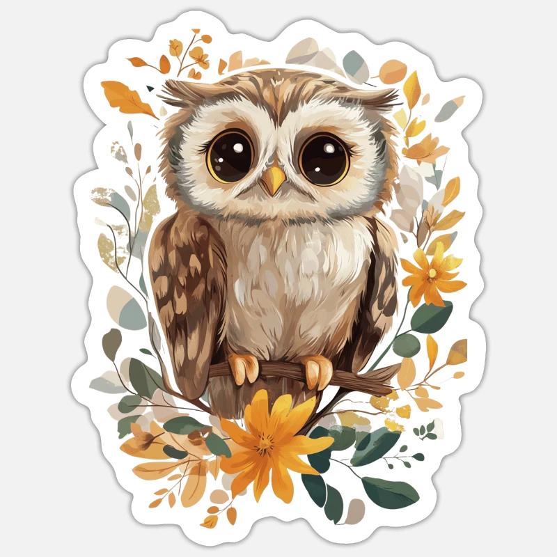 Eule - Sticker Größe S (10 x 10 cm) - Mattweiß