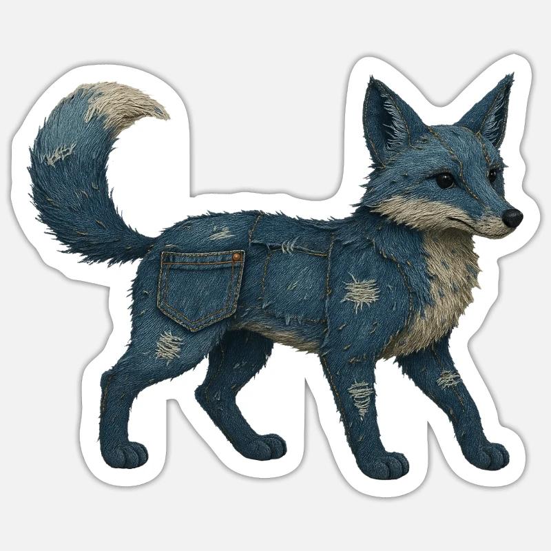 Fuchs Denim - Sticker Größe S (10 x 10 cm) - Mattweiß