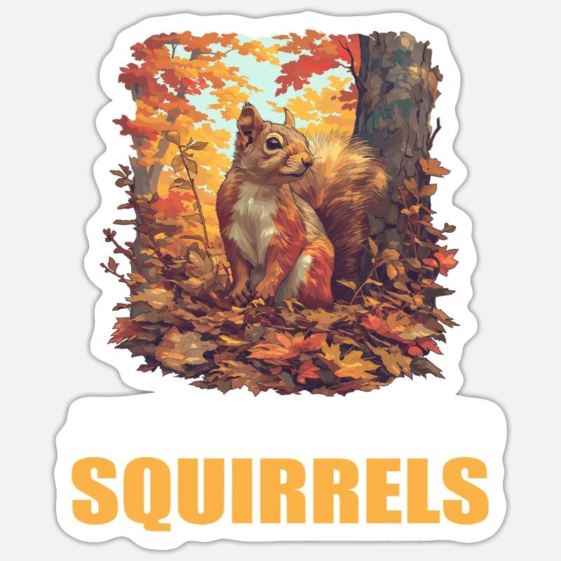 Eichhörnchen - Sticker Größe S (10 x 10 cm) - Mattweiß