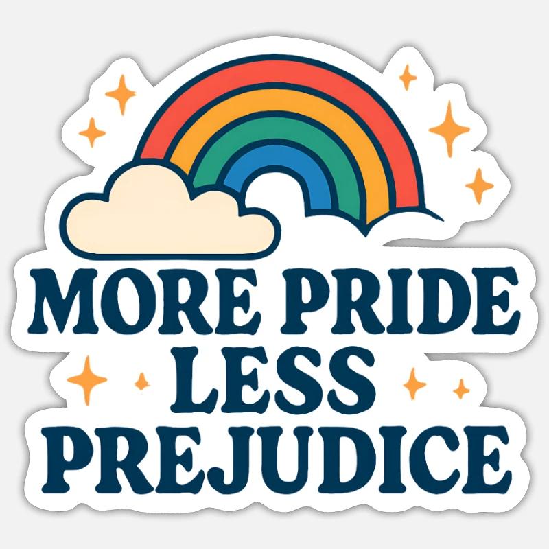Plus d’orgueil Moins de préjugés Arc-en-ciel Fierté Mon - Sticker taille S (10 x 10 cm) - blanc mat