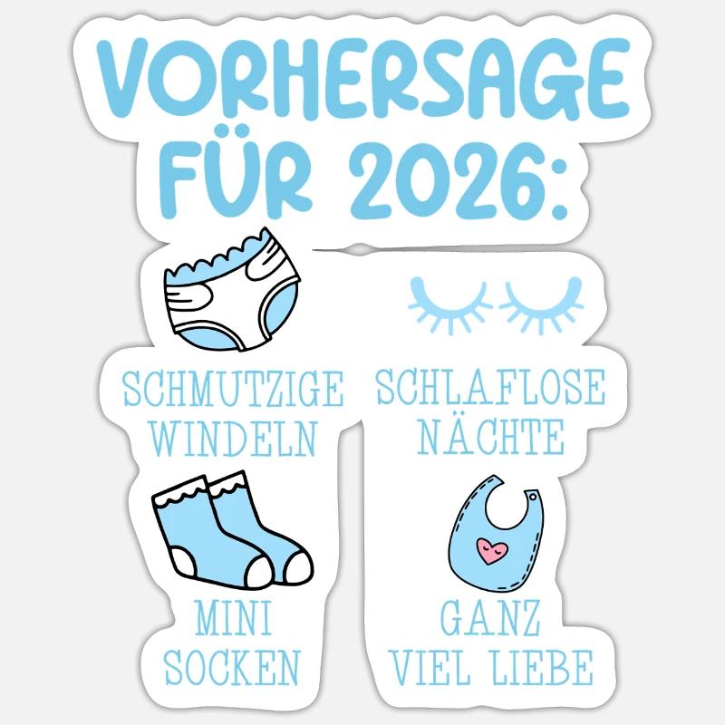 Werdende Mutter 2026 VORHERSAGE Lustiges Sticker Größe S (10 x 10 cm)