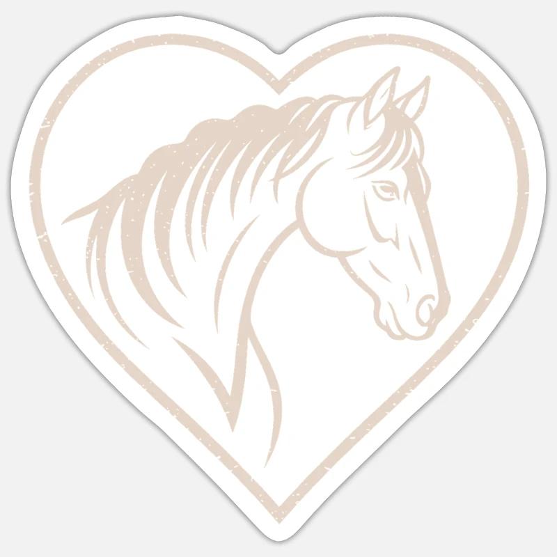 Herz und Pferd Silhouette Design - Sticker Größe S (10 x 10 cm) - Mattweiß