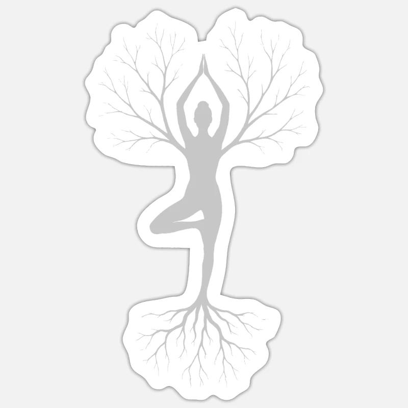 Méditation de pleine conscience Tree Pose Design Sticker taille S (10 x 10 cm)