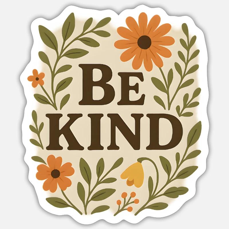 Freundliche Blumenbotschaft Sei freundlich - Sticker Größe S (10 x 10 cm) - Mattweiß
