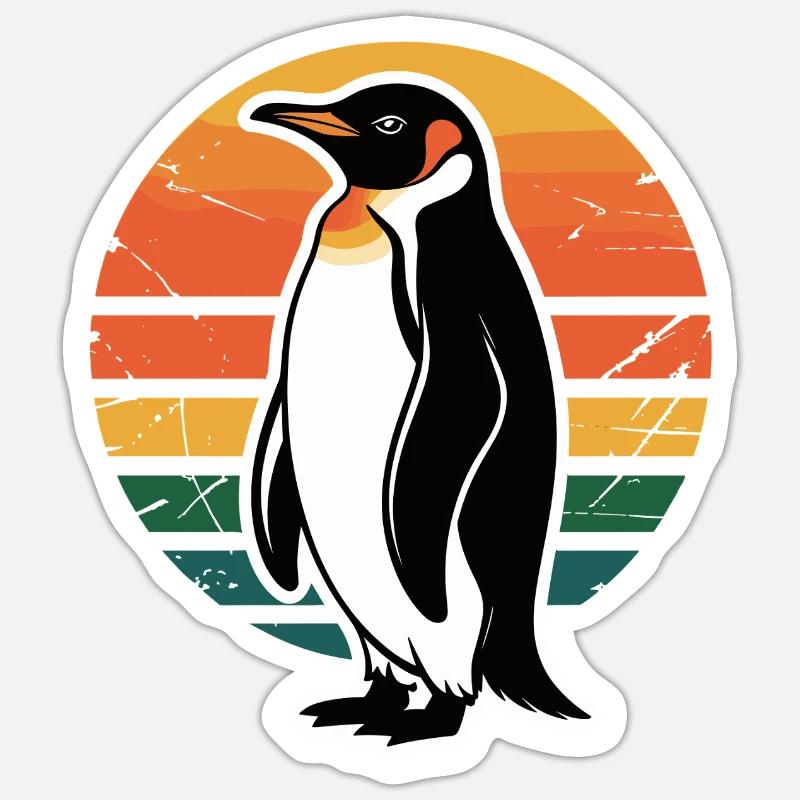 Penguin silhouette with sunset - Sticker size S (10 x 10 cm) - white matte