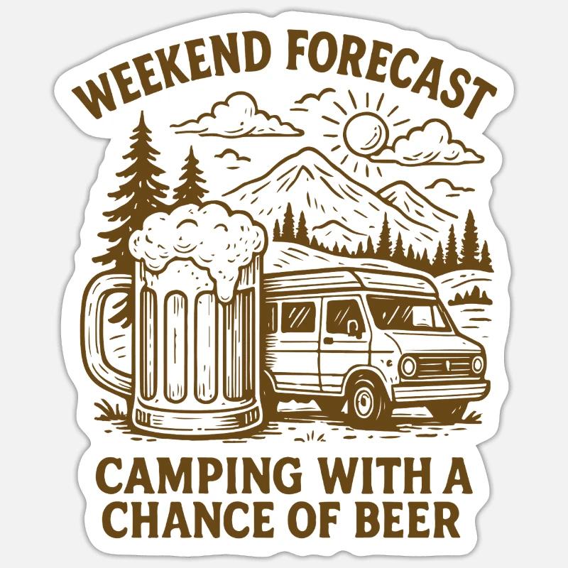 Weekend Forecast Camping with Beer Sticker size S (10 x 10 cm)