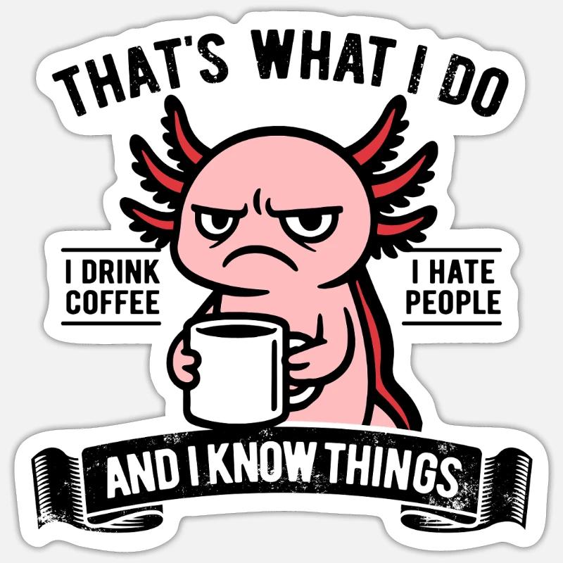 I drink coffee, I hate people and I know things - Sticker Größe S (10 x 10 cm) - Mattweiß