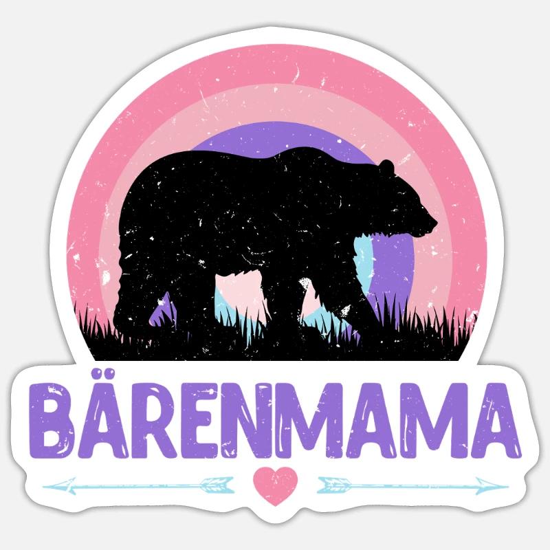 Werdende Mutter BÄRENMAMA Lustiges - Sticker Größe S (10 x 10 cm) - Mattweiß