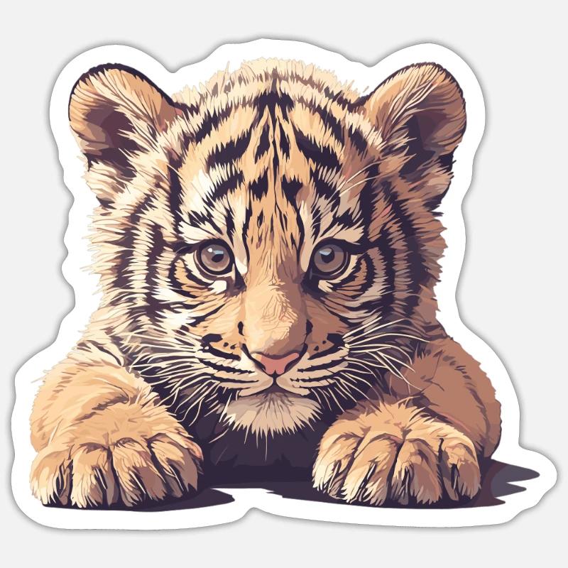 Tigre de Sumatra - Sticker taille S (10 x 10 cm) - blanc mat