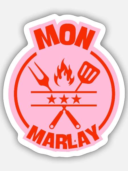 Kochendes Grill-Design für Mutti Marlay - Sticker Größe S (10 x 10 cm) - Mattweiß